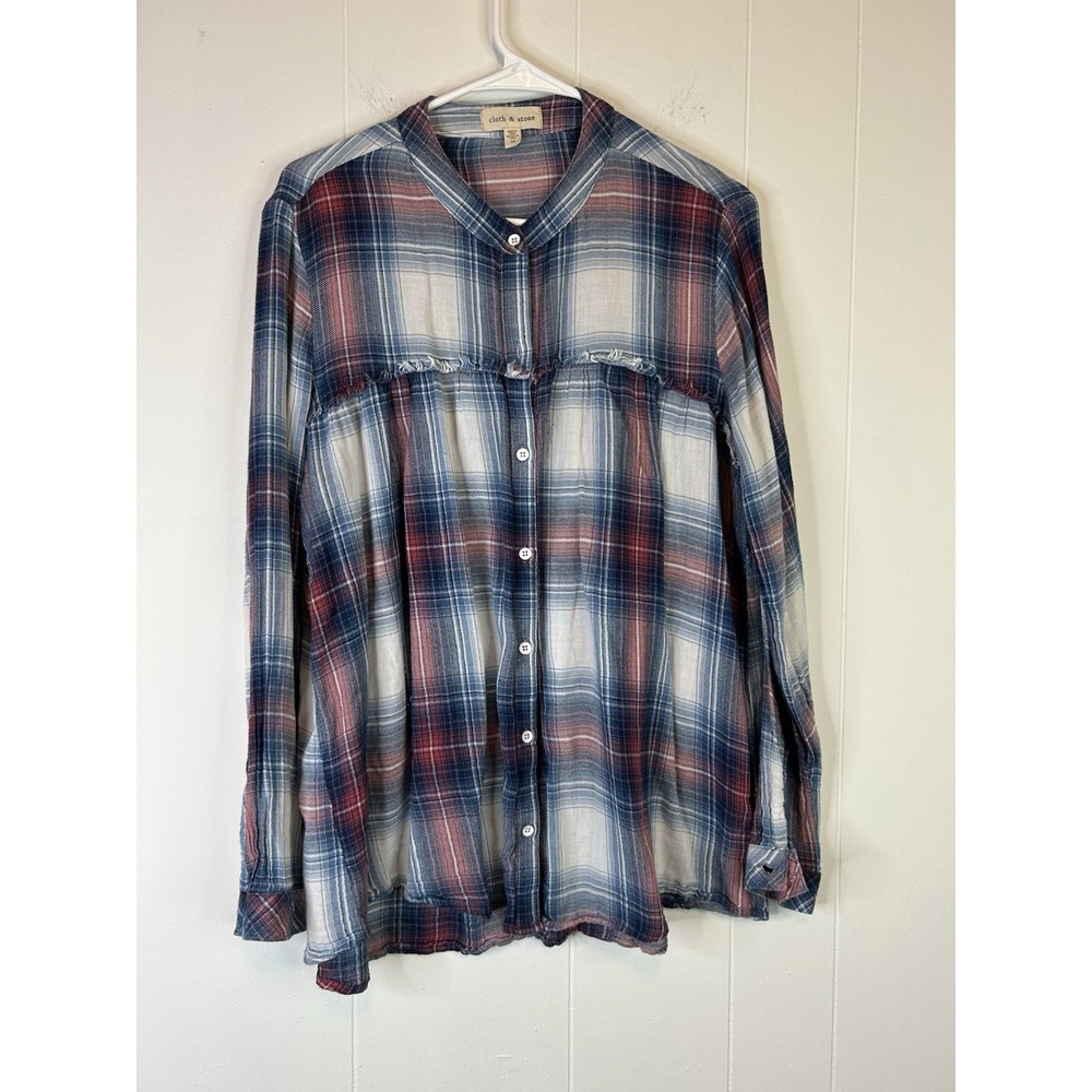 Cloth & Stone Women's Size M Long Sleeve Plaid Button Up Shirt 257